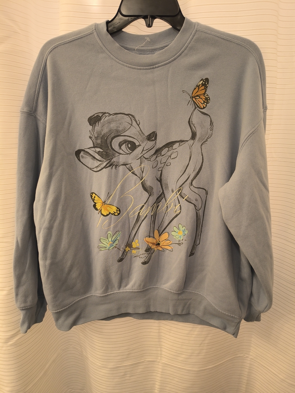 Disney Bambi Crewneck Sweatshirt in Light Blue with Yellow Accents